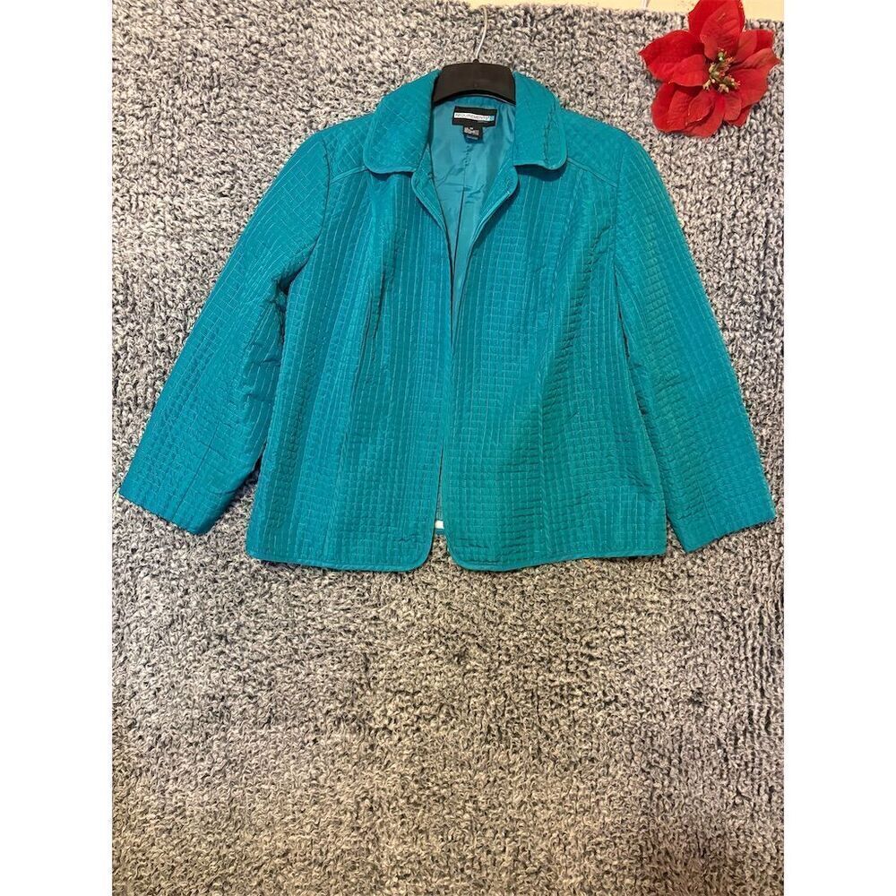 Women's 1X Aqua Teal Sleeveless Button Casual Jacket